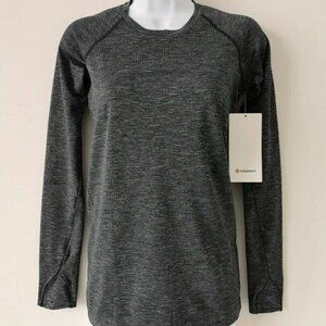 NWT LULULEMON BLK/DCO/WHTI Black White Lightweight Swiftly Speed LS Top 6